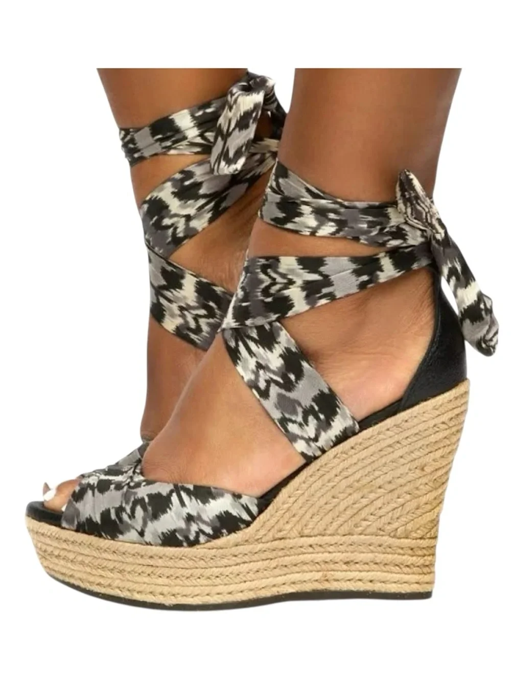 UGG Lucianna Espadrille Wedge Size 6 Platform Ankle Ties